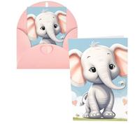 PPTHSNVB Greeting Cards with Envelope Blank Cards Cute Elephant Funny Thank You Card 4 x 6 in Birthday Card Get Well Blank Note Cards for Wedding Teachers Valentine's Holiday Party