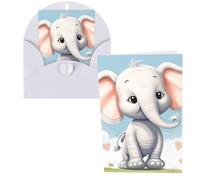 PPTHSNVB Greeting Cards with Envelope Blank Cards Cute Elephant Funny Thank You Card 4 x 6 in Birthday Card Get Well Blank Note Cards for Wedding Teachers Valentine's Holiday Party