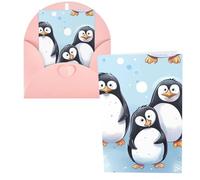 PPTHSNVB Greeting Cards with Envelope Blank Cards Cute Penguins Funny Thank You Card 4 x 6 in Birthday Card Get Well Blank Note Cards for Wedding Teachers Valentine's Holiday Party