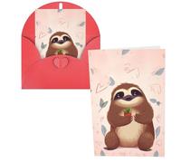 PPTHSNVB Greeting Cards with Envelope Blank Cards Cute Sloth Funny Thank You Card 4 x 6 in Birthday Card Get Well Blank Note Cards for Wedding Teachers Valentine's Holiday Party