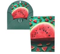 PPTHSNVB Greeting Cards with Envelope Blank Cards Dream Watermelon Funny Thank You Card 4 x 6 in Birthday Card Get Well Blank Note Cards for Wedding Teachers Valentine's Holiday Party
