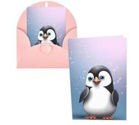 PPTHSNVB Greeting Cards with Envelope Blank Cards I Love Penguins Funny Thank You Card 4 x 6 in Birthday Card Get Well Blank Note Cards for Wedding Teachers Valentine's Holiday Party