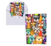 PPTHSNVB Greeting Cards with Envelope Blank Cards Oil Cute Schnauzer Dogs Funny Thank You Card 4 x 6 in Birthday Card Get Well Blank Note Cards for Wedding Teachers Valentine's Holiday Party