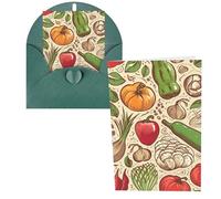 PPTHSNVB Greeting Cards with Envelope Blank Cards Vegetable Fruit Funny Thank You Card 4 x 6 in Birthday Card Get Well Blank Note Cards for Wedding Teachers Valentine's Holiday Party