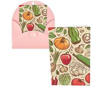 PPTHSNVB Greeting Cards with Envelope Blank Cards Vegetable Fruit Funny Thank You Card 4 x 6 in Birthday Card Get Well Blank Note Cards for Wedding Teachers Valentine's Holiday Party
