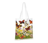 PPTHSNVB Group of Butterflies Canvas Tote Bag for Women Reusable Shopping Grocery Bags with Handles Cloth bags
