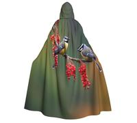 PPTHSNVB Halloween Hooded Cloak Birds Autumn Witch Robe Full Length Cape Cosplay Costume for Men Women