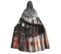PPTHSNVB Halloween Hooded Cloak Brooklyn Bridge Witch Robe Full Length Cape Cosplay Costume for Men Women