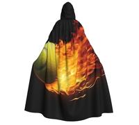 PPTHSNVB Halloween Hooded Cloak Burning tennis pictures Witch Robe Full Length Cape Cosplay Costume for Men Women