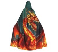 PPTHSNVB Halloween Hooded Cloak Dragon King in Fire Witch Robe Full Length Cape Cosplay Costume for Men Women