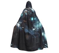 PPTHSNVB Halloween Hooded Cloak Future Robot Witch Robe Full Length Cape Cosplay Costume for Men Women