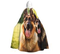 PPTHSNVB Halloween Hooded Cloak Happy German Shepherd Witch Robe Full Length Cape Cosplay Costume for Men Women