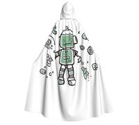 PPTHSNVB Halloween Hooded Cloak Line robot Witch Robe Full Length Cape Cosplay Costume for Men Women