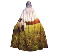 PPTHSNVB Halloween Hooded Cloak Soccer Ball on A Field Witch Robe Full Length Cape Cosplay Costume for Men Women