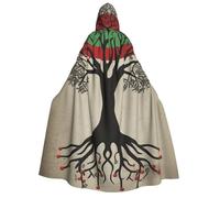 PPTHSNVB Halloween Hooded Cloak Tree Palestinian Flag Witch Robe Full Length Cape Cosplay Costume for Men Women