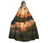 PPTHSNVB Halloween Hooded Cloak View of the Netherlands Witch Robe Full Length Cape Cosplay Costume for Men Women