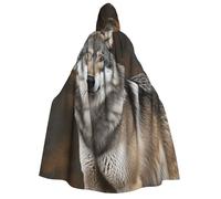 PPTHSNVB Halloween Hooded Cloak Wild Wild Gray Wolf Witch Robe Full Length Cape Cosplay Costume for Men Women