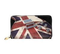 PPTHSNVB Happy German Shepherd Women's Wallet Large Capacity Credit Card Holder Zip Phone Clutch Ladies Travel Purse, Guitar British Flag, One Size, Classic