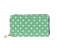 PPTHSNVB Helm of Awe Women's Wallet Large Capacity Credit Card Holder Zip Phone Clutch Ladies Travel Purse, Green Polka Dots, One Size, Classic