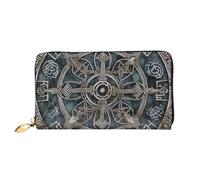 PPTHSNVB Helm of Awe Women's Wallet Large Capacity Credit Card Holder Zip Phone Clutch Ladies Travel Purse, Helm Of Awe, One Size, Classic