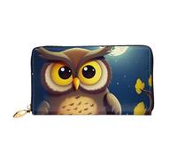 PPTHSNVB Hot Air Balloon Women's Wallet Large Capacity Credit Card Holder Zip Phone Clutch Ladies Travel Purse, Owl And Yellow Moon, One Size, Classic