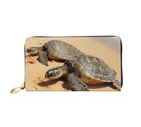 PPTHSNVB Hot Air Balloon Women's Wallet Large Capacity Credit Card Holder Zip Phone Clutch Ladies Travel Purse, Turtles On The Beach, One Size, Classic