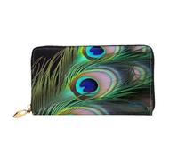 PPTHSNVB Hot Air Balloon Women's Wallet Large Capacity Credit Card Holder Zip Phone Clutch Ladies Travel Purse, Green Peacock Feather, One Size, Classic