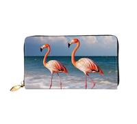 PPTHSNVB Hot Air Balloon Women's Wallet Large Capacity Credit Card Holder Zip Phone Clutch Ladies Travel Purse, Flamingo Walking On The Beach, One Size, Classic