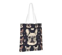 PPTHSNVB I Love French Bulldog Canvas Tote Bag for Women Reusable Shopping Grocery Bags with Handles Cloth bags