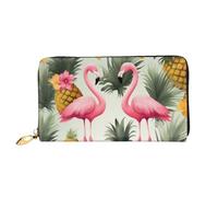 PPTHSNVB Ice Cream Women's Wallet Large Capacity Credit Card Holder Zip Phone Clutch Ladies Travel Purse, Flamingos And Pineapples, One Size, Classic