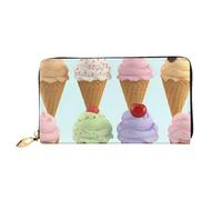 PPTHSNVB Ice Cream Women's Wallet Large Capacity Credit Card Holder Zip Phone Clutch Ladies Travel Purse, Ice Cream Cones, One Size, Classic