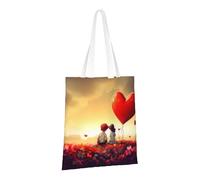 PPTHSNVB Love Couple Canvas Tote Bag for Women Reusable Shopping Grocery Bags with Handles Cloth bags