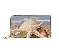 PPTHSNVB Lovely flower patterns Women's Wallet Large Capacity Credit Card Holder Zip Phone Clutch Ladies Travel Purse, Large Seashell Starfish, One Size, Classic