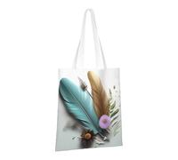 PPTHSNVB Magical Design Norse Runes Compass Canvas Tote Bag for Women Reusable Shopping Grocery Bags with Handles Cloth bags, Feather Flower, One Size