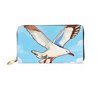 PPTHSNVB Magical Design Norse Runes Compass Women's Wallet Large Capacity Credit Card Holder Zip Phone Clutch Ladies Travel Purse, Flying Seagulls, One Size, Classic