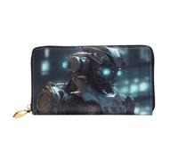 PPTHSNVB Magical Design Norse Runes Compass Women's Wallet Large Capacity Credit Card Holder Zip Phone Clutch Ladies Travel Purse, Future Robot, One Size, Classic