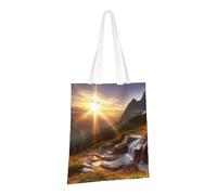 PPTHSNVB Mountain Sunrise Landscape Canvas Tote Bag for Women Reusable Shopping Grocery Bags with Handles Cloth bags