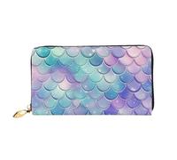 PPTHSNVB Multicolor leaves Women's Wallet Large Capacity Credit Card Holder Zip Phone Clutch Ladies Travel Purse, Mermaid Scales, One Size, Classic