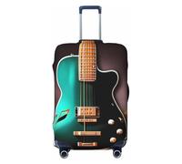 PPTHSNVB Music Green Guitar Luggage Covers for Suitcase Elastic Suitcase Cover Protector Dustproof Anti-Scratch Thicken Travel Luggage Cover Washable Baggage Covers Fit 18-32 Inch Luggage, Black, S