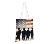PPTHSNVB - Music Note Print Canvas Tote Bag for Women Reusable Shopping Bags with Handles Fabric Bags, American Armed Forces Day, Talla única