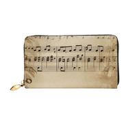 PPTHSNVB Music Notes on Old Paper Women's Wallet Large Capacity Credit Card Holder Zip Phone Clutch Ladies Travel Purse, Music Notes On Old Paper, One Size, Classic