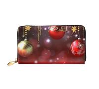 PPTHSNVB Music Notes on Old Paper Women's Wallet Large Capacity Credit Card Holder Zip Phone Clutch Ladies Travel Purse, Merry Christmas Ball, One Size, Classic