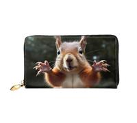 PPTHSNVB Music Notes Print Women's Wallet Large Capacity Credit Card Holder Zip Phone Clutch Ladies Travel Purse, Squirrel Funny Animal, One Size