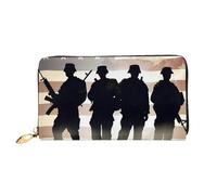 PPTHSNVB Music Notes Print Women's Wallet Large Capacity Credit Card Holder Zip Phone Clutch Ladies Travel Purse, Armed Forces Day American, One Size, Classic