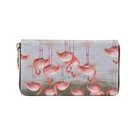 PPTHSNVB Oil Painting Paris Eiffel Tower Women's Wallet Large Capacity Credit Card Holder Zip Phone Clutch Ladies Travel Purse, Flamingos, One Size, Classic