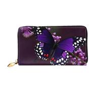 PPTHSNVB Oil Painting Paris Eiffel Tower Women's Wallet Large Capacity Credit Card Holder Zip Phone Clutch Ladies Travel Purse, Purple Plum Butterfly, One Size, Classic