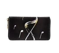 PPTHSNVB Oil Painting Paris Eiffel Tower Women's Wallet Large Capacity Credit Card Holder Zip Phone Clutch Ladies Travel Purse, Music Notes, One Size, Classic