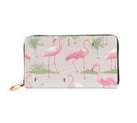 PPTHSNVB Oil Painting Paris Eiffel Tower Women's Wallet Large Capacity Credit Card Holder Zip Phone Clutch Ladies Travel Purse, Cute Flamingos, One Size, Classic