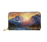 PPTHSNVB Oil Painting Paris Eiffel Tower Women's Wallet Large Capacity Credit Card Holder Zip Phone Clutch Ladies Travel Purse, Mountain Sunrise, One Size, Classic