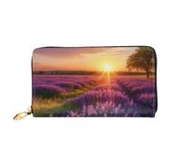 PPTHSNVB Oil Painting Paris Eiffel Tower Women's Wallet Large Capacity Credit Card Holder Zip Phone Clutch Ladies Travel Purse, Lavender Meadow At Sunset Spring, One Size, Classic